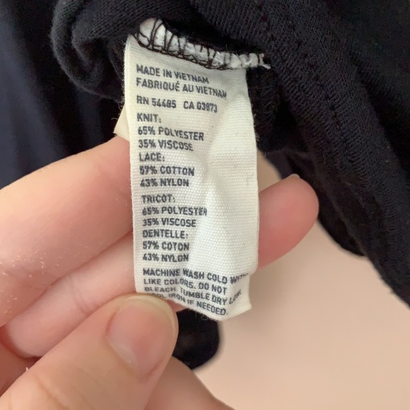 American Eagle Outfitters Long Sleeves Black Top XS Lace Shoulder - Picture 11 of 11